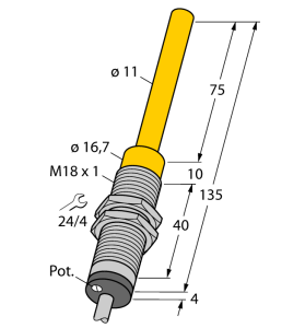 Индуктивный датчикс аналоговым выходом - WI70-M18-LIU5 - 1536600 Turck