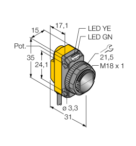 Фотоэлектрический датчикдиффузионный датчик - QS18VP6LD - 3073040 Turck