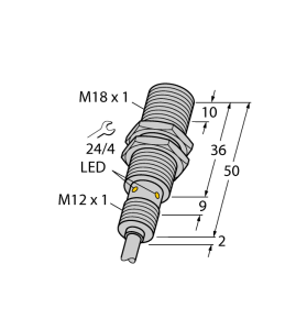 Индуктивный датчикдля пищевой промышленности - BI8U-EM18WD-AN6X - 1634840 Turck