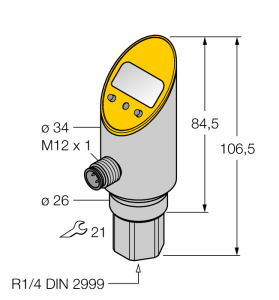Pressure sensorс токовым и транзисторным pnp/npn дискретным выходом - PS250R-311-LUUPN8X-H1141 - 6833603 Turck 