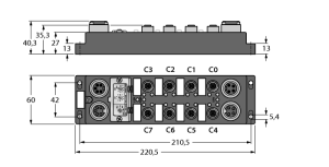 Модуль ввода/вывода I/O Module для DeviceNet8 цифровых pnp-входа8 цифровых выходов, 2 А - FDNP-P0808H-TT - 6603329 Turck 