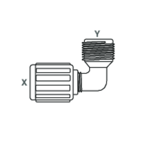 Elbow adapter with flare connection and NPT male thread GEMU FME 
