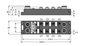 Модуль ввода/вывода I/O Module для DeviceNet8 цифровых npn/pnp-входа8 цифровых выходов, 2 А - FDNP-L0808H-TT - 6603328 Turck 