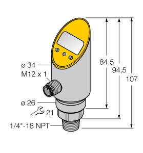 Pressure sensorс токовым и транзисторным pnp/npn дискретным выходом - PS250R-303-LUUPN8X-H1141 - 6833435 Turck 