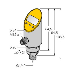Pressure sensorс 2-мя транзисторными переключающими PNP/NPN выходами - PS001R-304-2UPN8X-H1141 - 6833451 Turck 