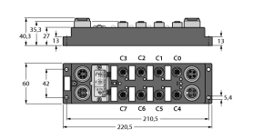 Модуль ввода/вывода I/O Module для DeviceNet4 цифровых pnp/npn-входа4 цифровых выходов, 0.5 А - FDNP-L0404G-TT - 6603327 Turck 