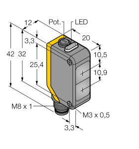 Фотоэлектрический датчикдиффузионный датчик - Q20PDQ7 - 3077758 Turck