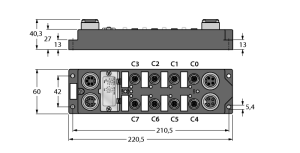 Модуль ввода/вывода I/O Module для DeviceNet8 цифровых выходов, 1,4 А - FDNP-S0008H-TT - 6603674 Turck 