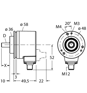 Измерение характеристик вращенияАбсолютный энкодер/ Multiturn - RM-28S6C-3C25B-H1181 - 1545238 Turck
