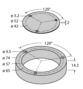 Aluminium protecting ring and shielding plateдля индуктивных датчиков угла поворота Ri-QR24 - M4-QR24 - 1590919 Turck 