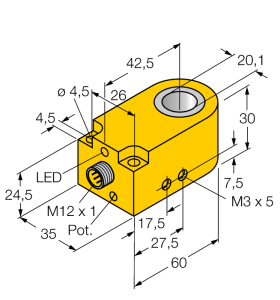 Индуктивный датчикКольцевой датчик - BI20R-W30-DAN6X-H1141 - 14043 Turck