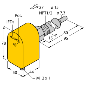 Мониторинг потокапогружного типа с оценочной электроникой - FCS-N1/2A4P-LIX-H1141/L080 - 6871049 Turck 