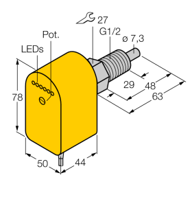 Мониторинг потокапогружного типа с оценочной электроникой - FCS-GL1/2A4P-VRX/24VDC 5M - 6870203 Turck 