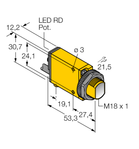 Фотоэлектрический датчикоппозитный датчик (излучатель) - SM31EL - 3025724 Turck