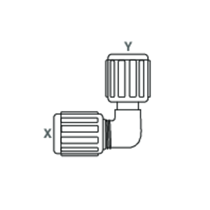 Union elbow with flare connection and SpaceSaver GEMU FUSE 