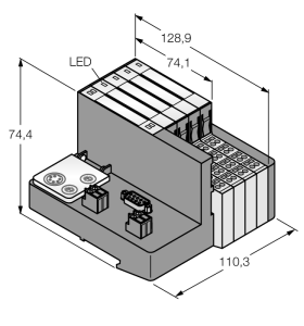 Комплект для коммуникации входов/выходов через PROFIBUS-DP в IP20 - TI-BL20-DPV1-S-8 - 1545077 Turck 