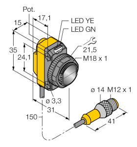 Фотоэлектрический датчикдиффузионный датчик - QS18VP6LDQ5 - 3073043 Turck