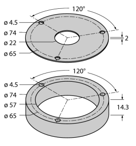 Aluminium protecting ring and shielding plateдля индуктивных датчиков угла поворота Ri-QR24 - M3-QR24 - 1590918 Turck 
