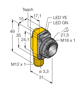 Фотоэлектрический датчикдиффузионный датчик - QS18EP6DQ8 - 3071995 Turck