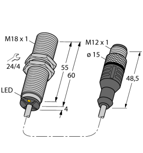 Индуктивный датчик - BI5U-MT18M-AD4X-0,3-RS4.23/XOR - 4405049 Turck