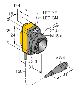 Фотоэлектрический датчикоппозитный датчик (излучатель) - QS186EQ - 3061619 Turck